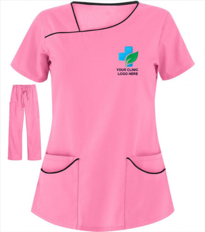 TERAHMANIYA NEW DESIGN PIPIN HOSPITAL DRESS STAFF NURSE UNIFORM Shirt, Pant Hospital Scrub(PINK NAVY BLUE XXXL)