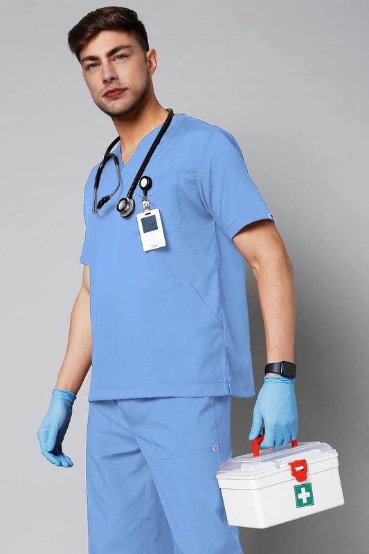 Rajindras Medical Scrubs for Doctors Men Women Professional Scrub Suit for Doctors Shirt, Pant Hospital Scrub(BLACK L)