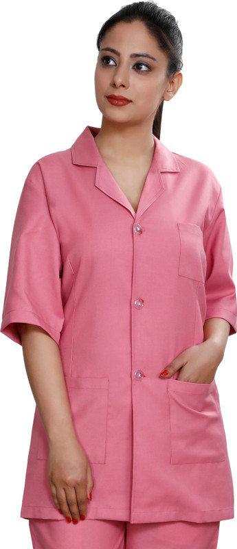 FABUNIFORMS Unisex Medical Apron, Lab Coat (Half Sleeve) for Doctor, Nurse, Lab Professional Shirt Hospital Scrub(PINK S)