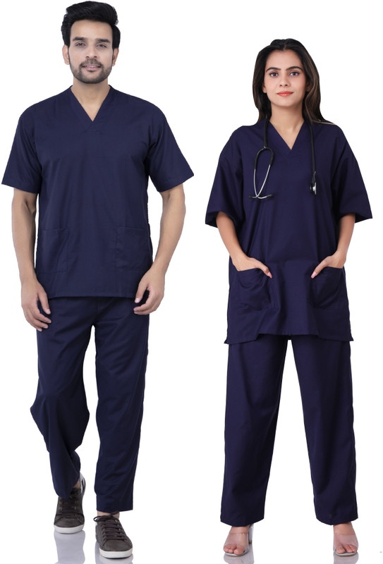 Badoli Collection Sweat free and Comfortable HTT-639 Shirt, Pant Hospital Scrub(Navy Blue XL)