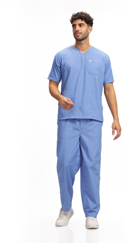 KNYA Men's Scrubsuits | 5 Pocket | V Neck | For Doctors Pant, Shirt Hospital Scrub(Olive XXXL)