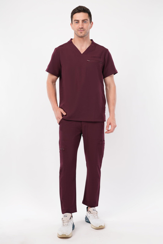 KLARIS Swift Pro For Men's Shirt, Pant Hospital Scrub(Wine Red M)