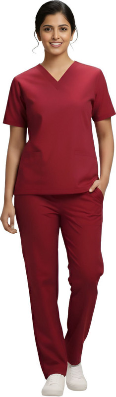 Design My Dress Bharat Men’s Medical Scrub Set | V-Neck Top & Straight Pant Hospital Scrub(Red S)