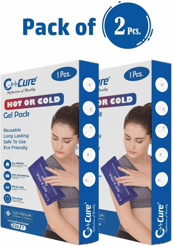 C-Cure Cold Ice Gel Pack for Shoulders, Knee, Back, Neck and Muscle Therapy Reusable Hot & Cold Gel Pack, Suitable for All Ages. Pack of 2 PCS Pack(Blue)