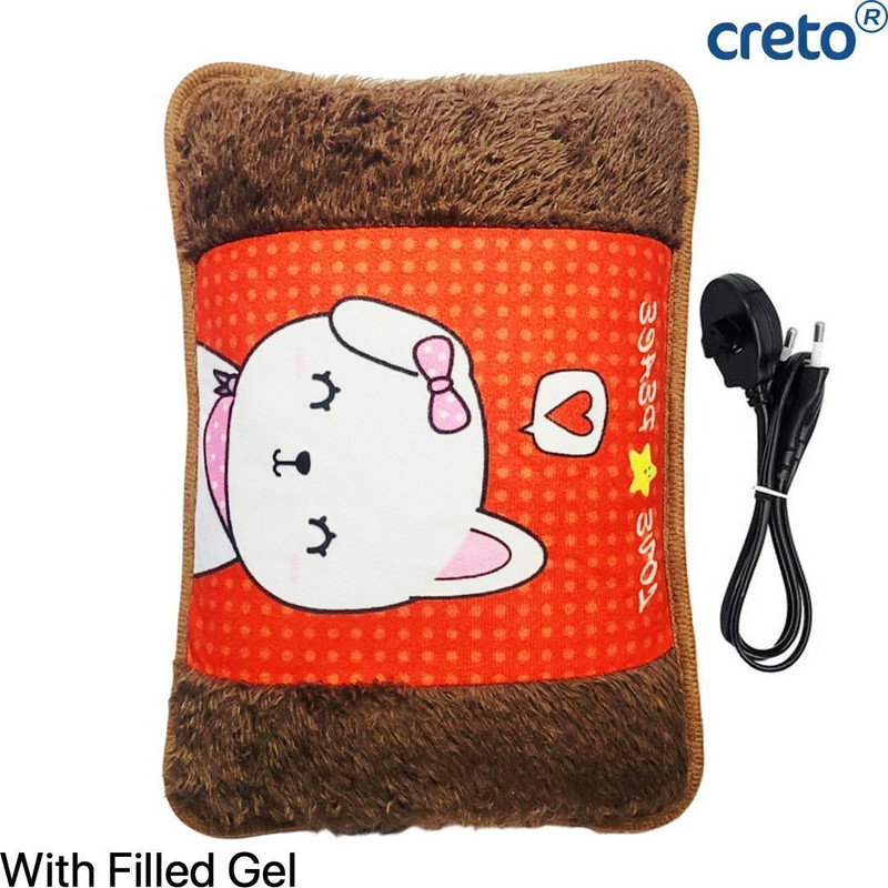 CRETO Velvet Fur Joint and Muscle Pain Reliever Gel Heat Electric 1 L Hot Water Bag(Multicolor)