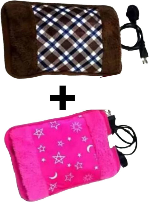 Nikhat PREMIUM QUALITY 2 Pack Combo of Velvet Pocket Heat Gel Pad with Soft Fur 2 L ELECTRICAL 2 L Hot Water Bag(Multicolor)