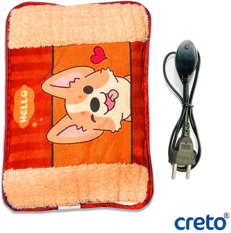 CRETO Velvet Fur Massager Heating for (Muscle Pain-Period Cramps) Electric 1 L Hot Water Bag(Multicolor)