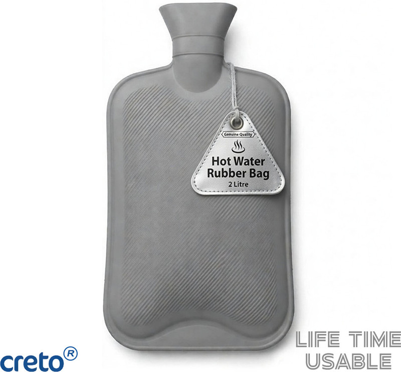 CRETO Hot Warm Bottle For Joint/Muscles pain Rubber| Non Electric 2 L Hot Water Bag(Grey)
