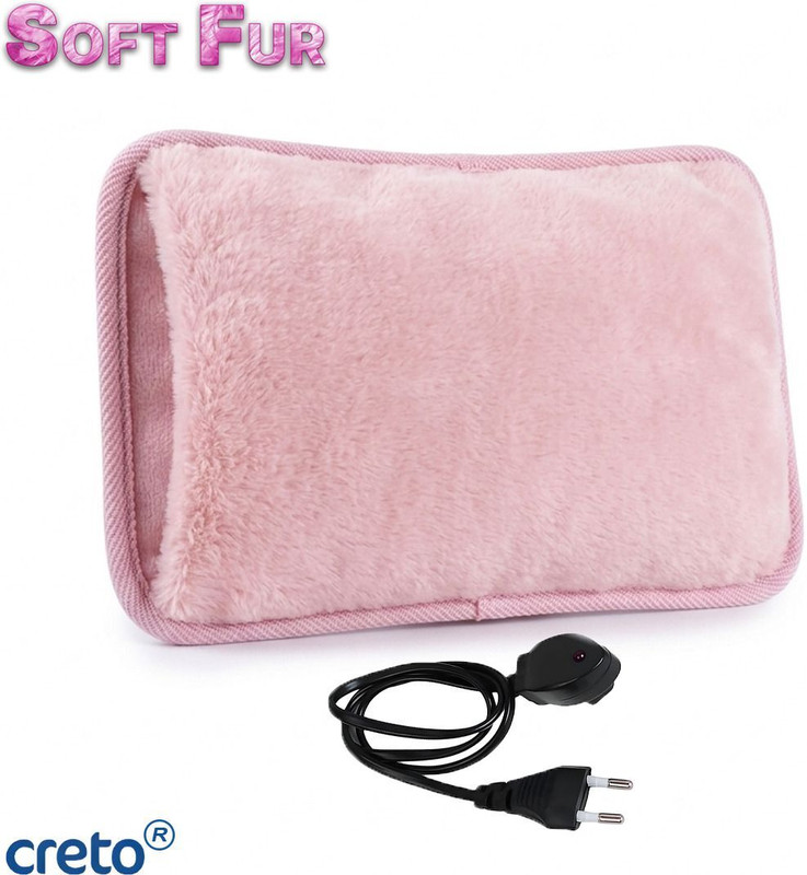 CRETO Gel Premium Velvet Fur Pad Hot Warmer- Electric 1 L Hot Water Bag(Pink)