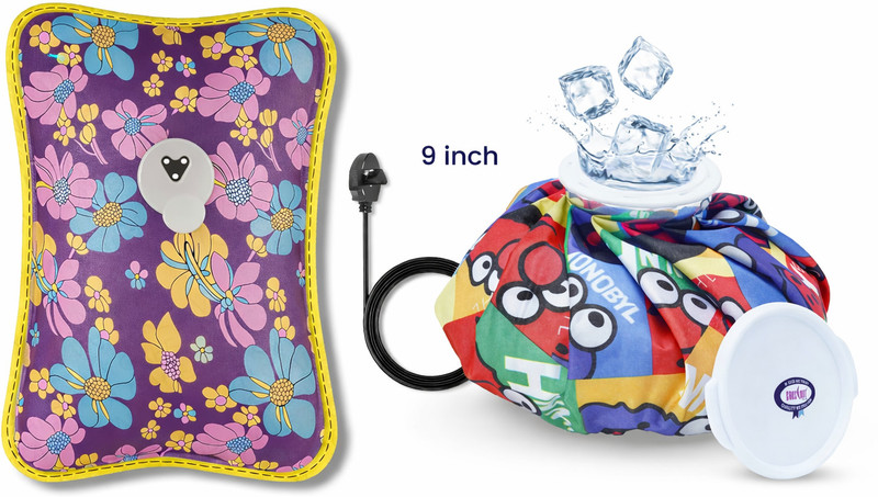CRESCENT Premium Gel Electric Hot Water bag and 9 inch Ice Bag Full Body Pain Relief Electric 2000 ml Hot Water Bag(Multicolor)