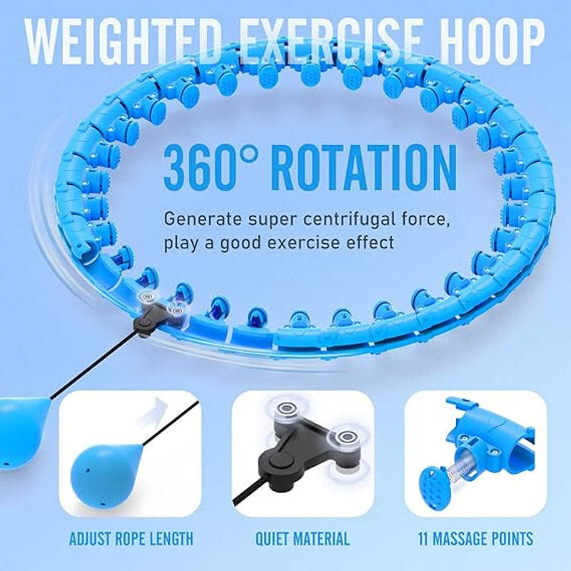 TOPHAVEN Non-Slip Weighted Fitness Device: Stays Fixed on Your Waist for Better Focus Hula Hoop(Diameter - 130 cm)