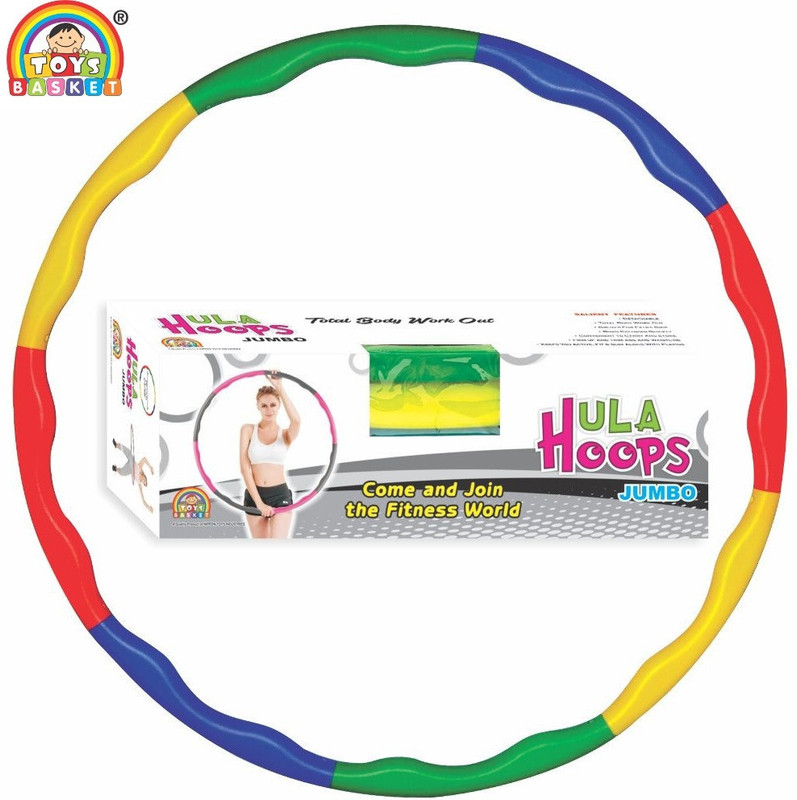 Toys Basket Hula Hoop Zig-Zag Jumbo – 36" Adjustable for Adults & Kids | 8-Piece Snap Design Hula Hoop(Diameter - 90 cm)