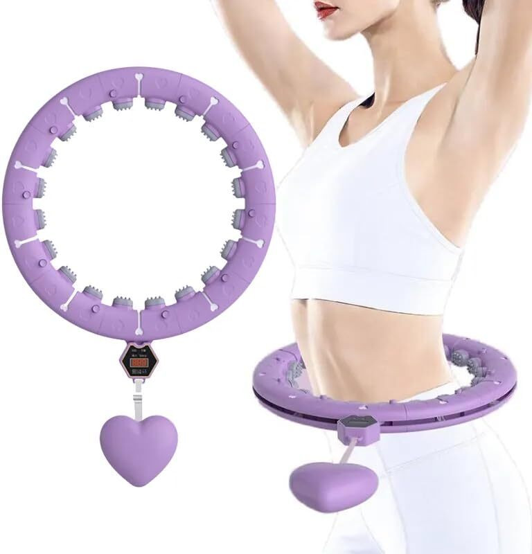Suvaniq Digital Weighted Hula Hoop with 24 Detachable Knots for Core Workout Hula Hoop(Diameter - 110 cm)