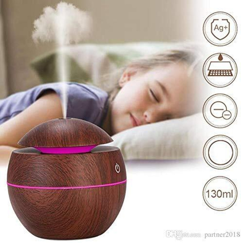 lizafabric Room Portable Dark Mini Wood Finish Aroma Atomization Humidifier for Home Office Humidifier
