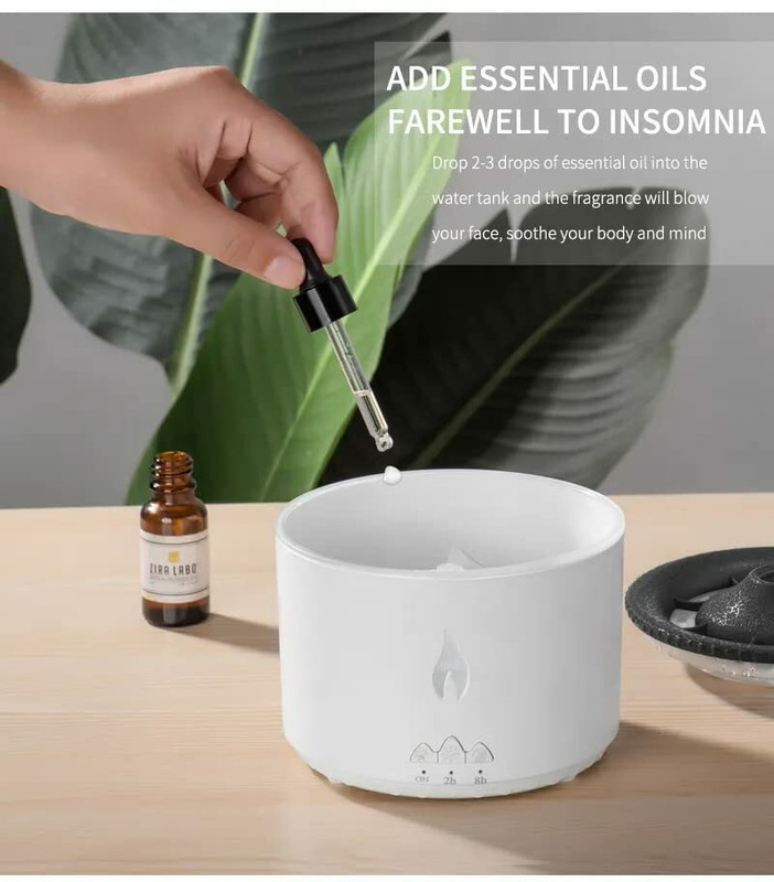ROCKTECH Room Essential Oil Diffuser 2 Mist Modes Flame & Volcano Light 360ml Humidifier