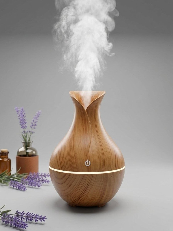 Rdecom Room Wooden Finish Ultrasonic Aroma Humidifier Essential Oil Diffuser with LED Lights Humidifier