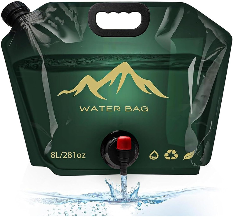 DIVASHOPPE Collapsible Emergency Water Storage Bag 8L, BPA-Free,Foldable,Hiking,Outdoor Use Hydration Pack