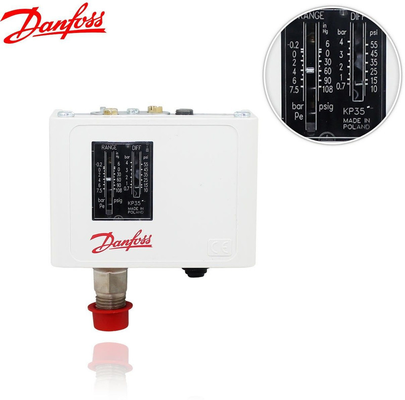 Danfoss KP 35, -0.2 Bar to 7.5 Bar,UL Listed Hydrometer
