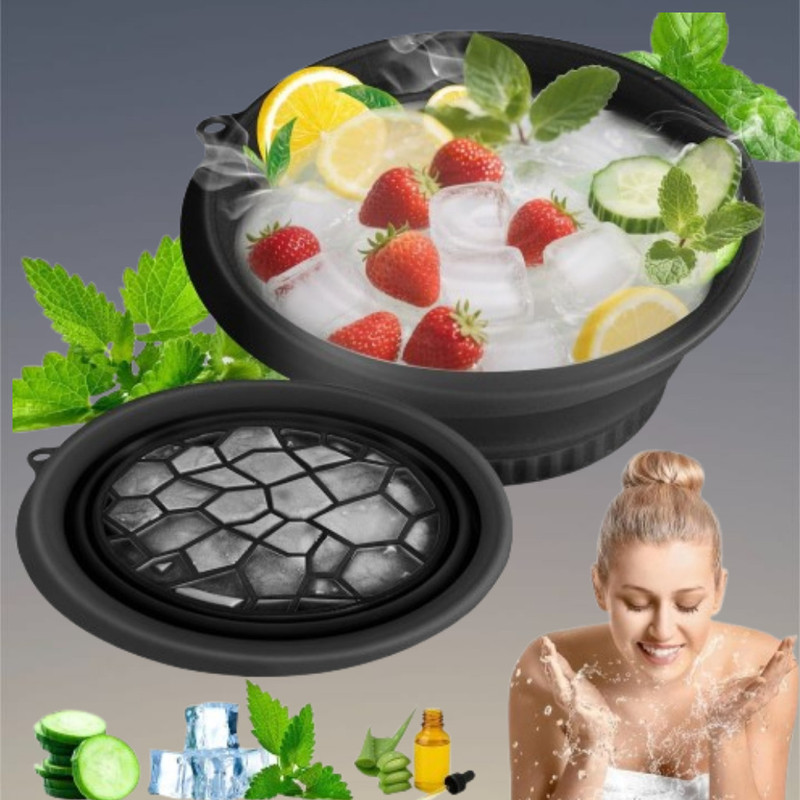 rdomi 1 L Silicone Silicone Ice Bath Bowl for Instant Eye Soothing Ice Bucket(Black)