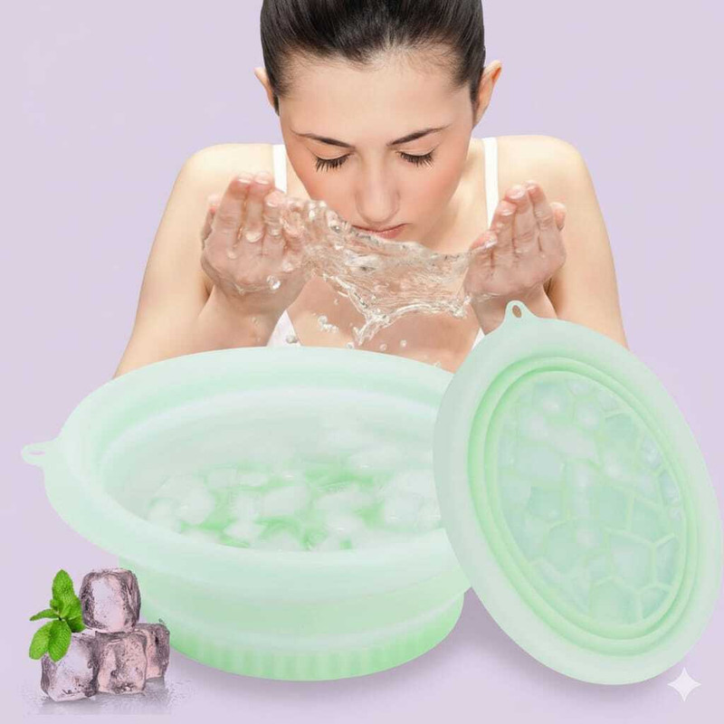 Bronne 1 L Silicone Ice Facial Bowl for Skin Tight Care Ice Bucket(Purple)
