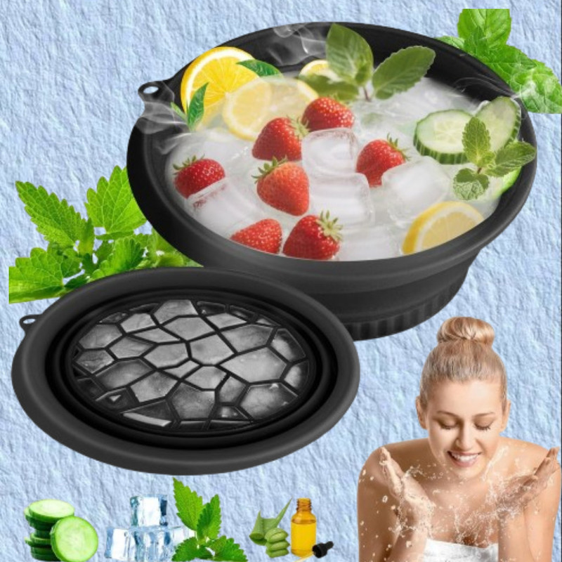 rdomi 1 L Silicone Ice Therapy Bowl for Calming Acne and Redness Ice Bucket(Black)
