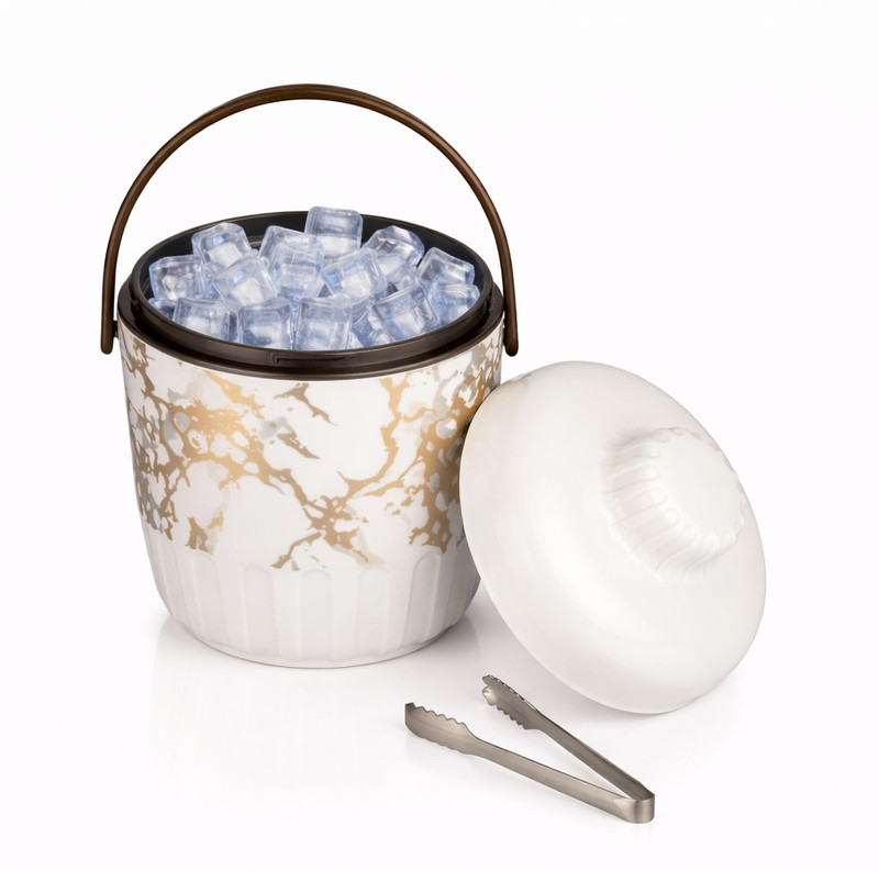 Nabhya 2 L Plastic Ice Pail Plastic,Ice Bucket, Insulated ice Box with Stainless Steel Tong Ice Bucket(Beige)