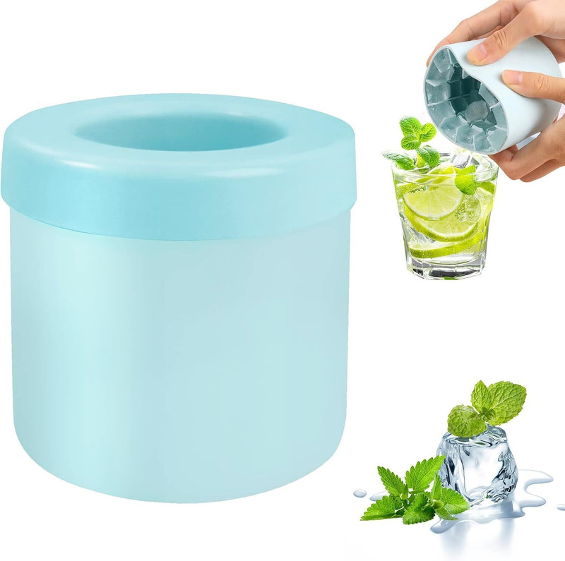 NMNMART 1 L Silicone Silicone Ice Cube Maker Cylinder Cup with Lid 60 Grid Ice Tray Ice Bucket(Multicolor)