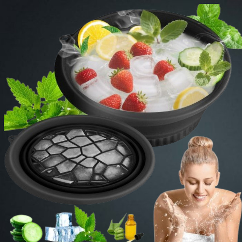 REDITEX 1 L Silicone Ice Bath Basin for Soothing and Relaxing Features Ice Bucket(Black)