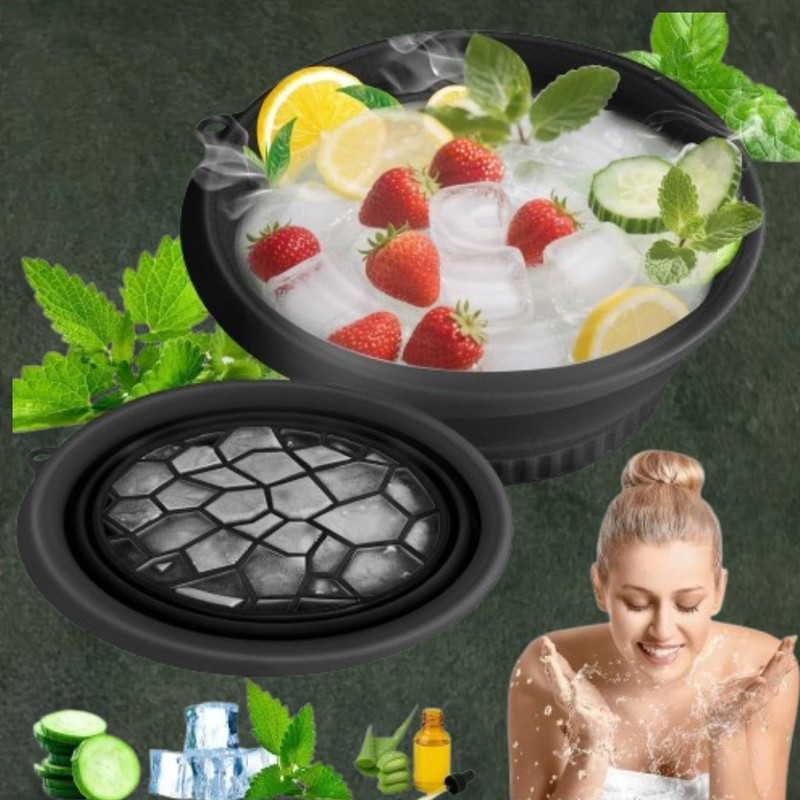 Neelmohi 1 L Silicone Ice Face Spa Basin for Calming and Cooling Skin Ice Bucket(Black)