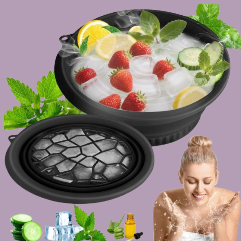 Lumous 1 L Silicone Facial Ice Bath Basin for Even Skin Tone and Glow Ice Bucket(Black)