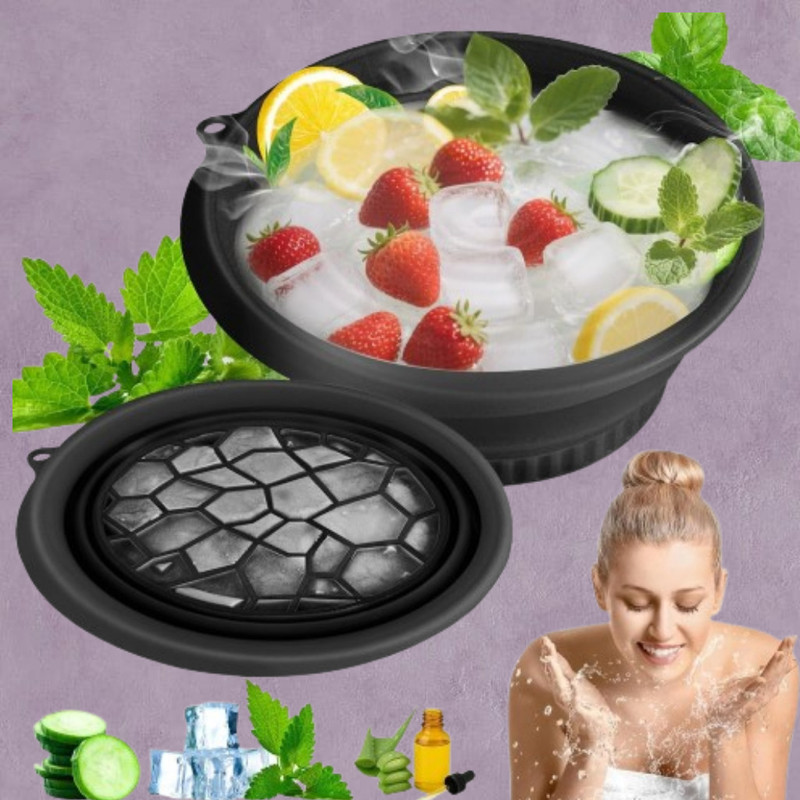 Neelmohi 1 L Silicone Ice Bath Bowl for Refreshing Tired and Puffy Eyes Ice Bucket(Black)