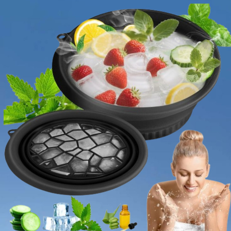 rdomi 1 L Silicone Ice Face Bowl for Reducing Swelling and Puffiness Ice Bucket(Black)