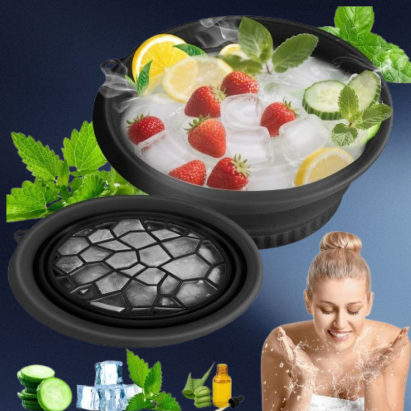 REDITEX 1 L Silicone Cold Compress Bowl for Calming Skin Inflammation Ice Bucket(Black)