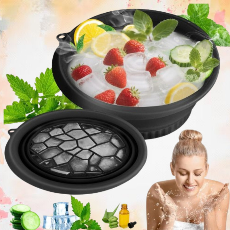 Neelmohi 1 L Silicone Facial Cooling Bowl for Refreshing Puffy Features Ice Bucket(Black)