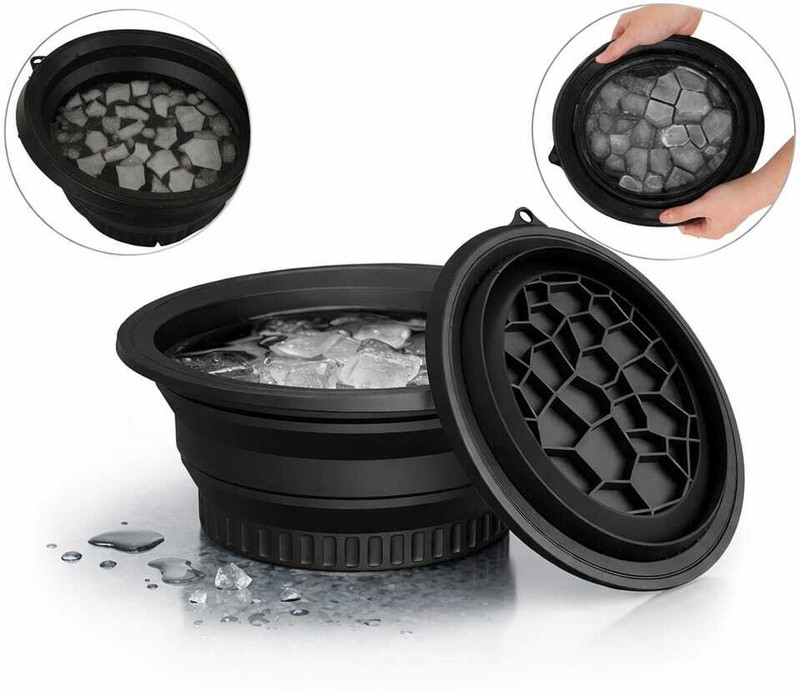 AnvoraX 0.5 L Silicone Face Ice Bowl Ice Bucket(Black)