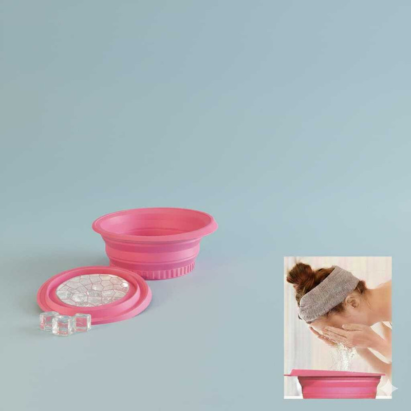 ForcerFlow 1 L Silicone Facial Ice Bowl for Daily Face Care Ice Bucket(Pink)