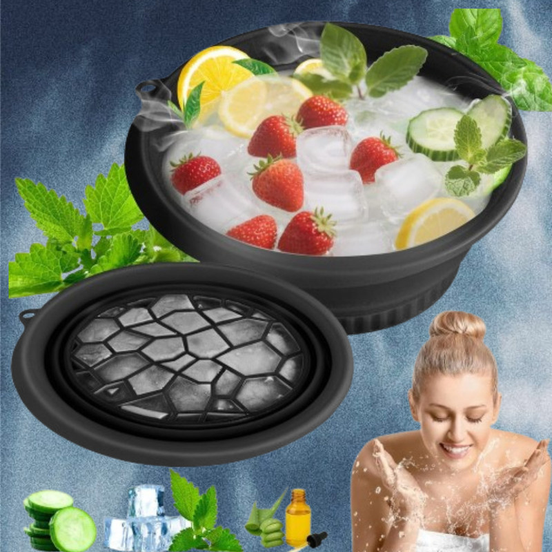 rdomi 1 L Silicone Silicone Cold Basin for Natural Face Lifting Effect Ice Bucket(Black)