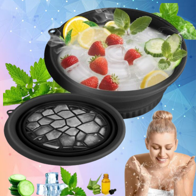 HAREPRIYA 1 L Silicone Cold Water Facial Bowl for Reducing Pore Visibility Ice Bucket(Black)