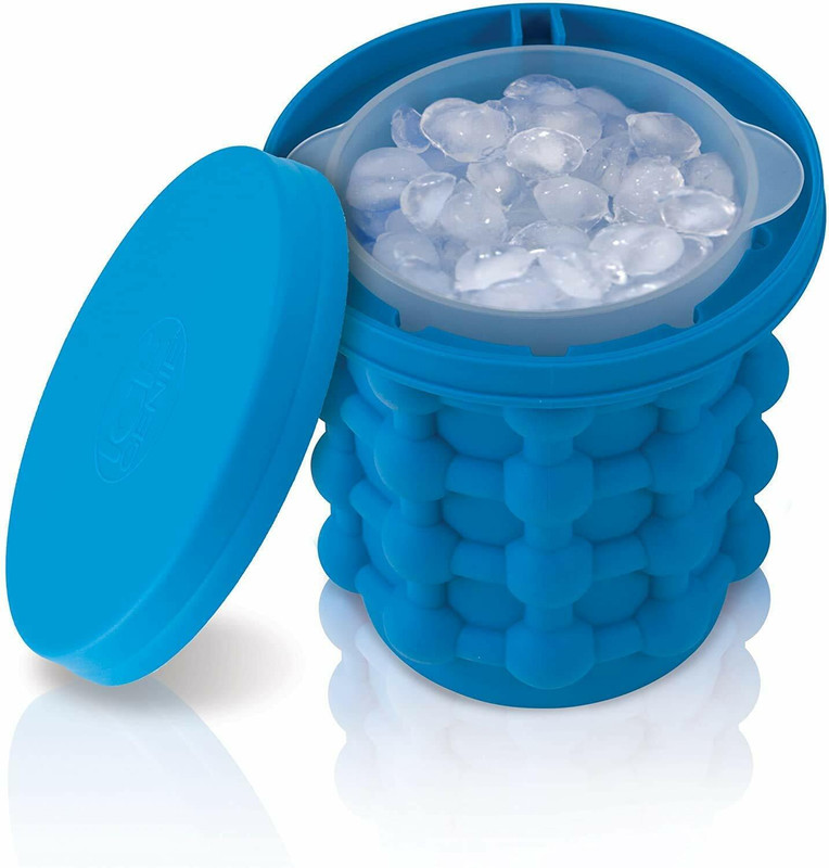 DEFITE 1 L Silicone Silicone Ice Cube Maker Genie Space Saving Kitchen Ice Bucket Summer Beach Magic ice Box Ice Bucket(Blue)