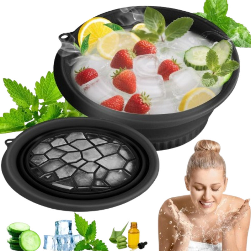 rdomi 1 L Silicone Ice Facial Spa Bowl for Fast Eye Puffiness Relief Ice Bucket(Black)