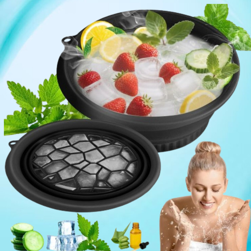 HAREPRIYA 1 L Silicone Ice Spa Bowl for Soothing Irritated Acne Skin Ice Bucket(Black)