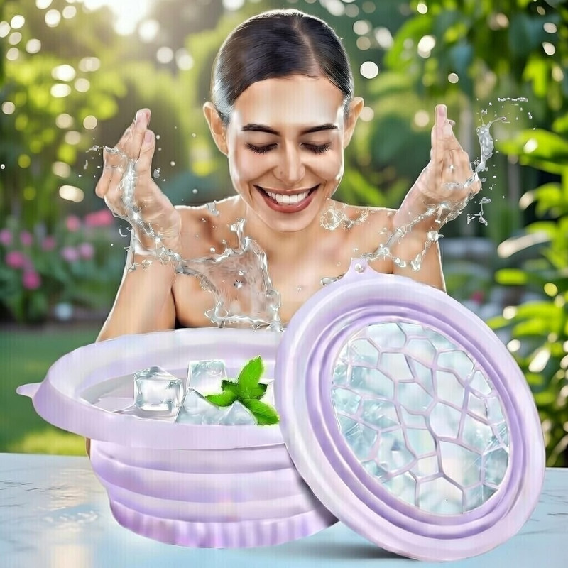 LUVIA 1 L Silicone Ice Facial Bowl for Face Dip Routine Ice Bucket(Purple)