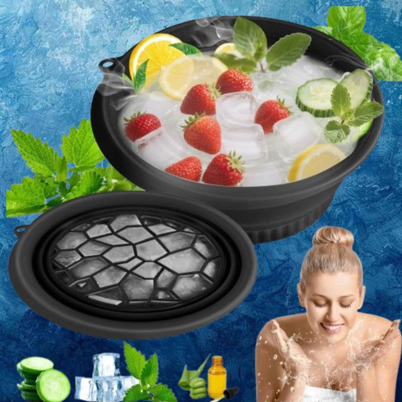 NIXLEEK 1 L Silicone Silicone Foldable Ice Face Bowl for Skin Tightening & Pore Care Ice Bucket(Black)