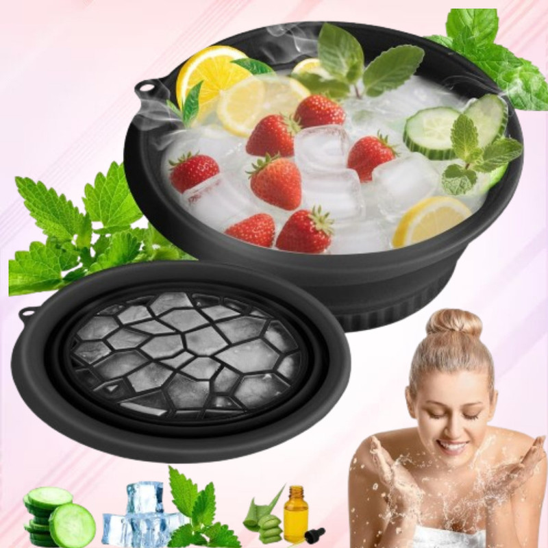 REDITEX 1 L Silicone Silicone Ice Basin for Relaxing Morning Skin Care Ice Bucket(Black)