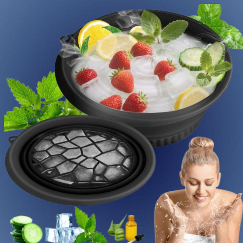 HAREPRIYA 1 L Silicone Silicone Cooling Bowl for Tightening Facial Pores Ice Bucket(Black)