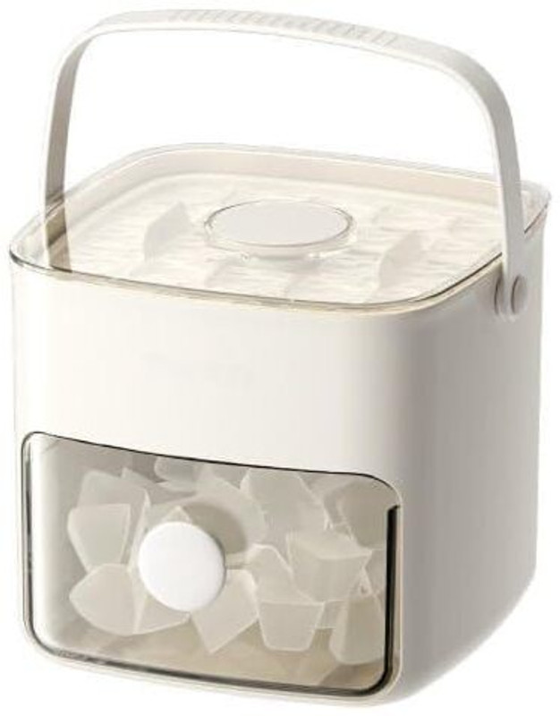 shrvi Double Layer Ice Box with Lid & Handle | Ice Cube Tray | Square Ice Maker White Plastic Ice Cube Tray(Pack of1)