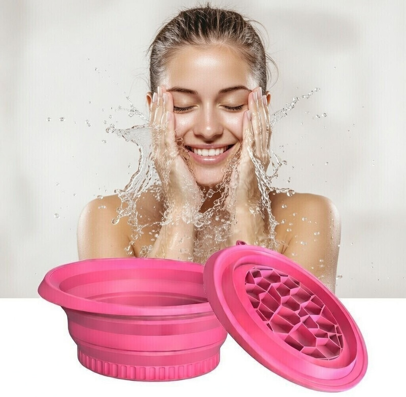 DRAYADEALS 1 L Silicone Ice Water Face Bowl for Face Cooling Ice Bucket(Pink)