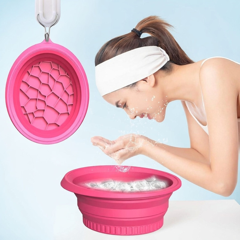 Vinto Fashion 1 L Silicone Facial Ice Bowl for Daily Skin Cooling Ice Bucket(Pink)