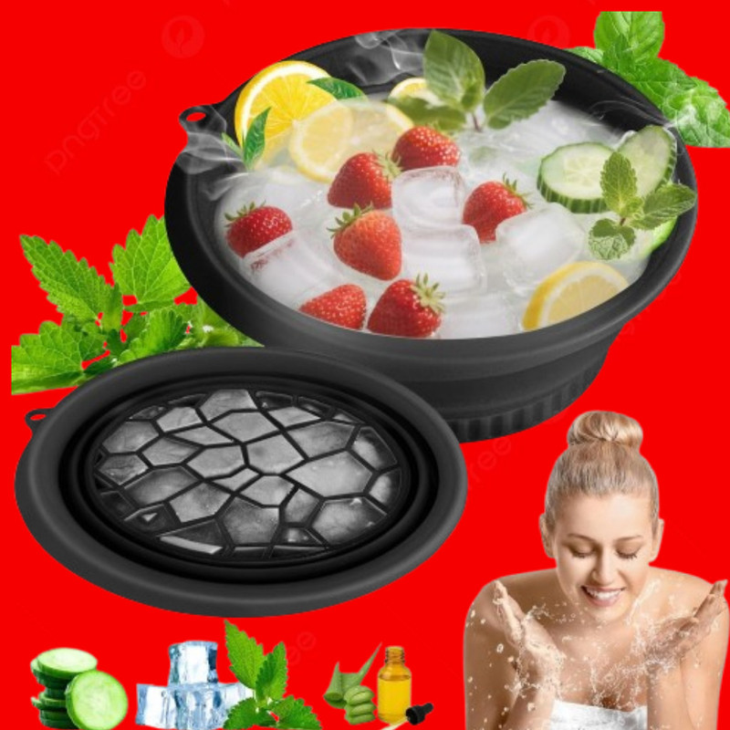GharSetGo 1 L Silicone Facial Cooling Basin for Skin Rejuvenation Ice Bucket(Black)