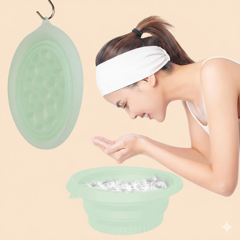 ASEBHARI 1 L Silicone Face Ice Bowl for Face Cooling Routine Ice Bucket(Green)
